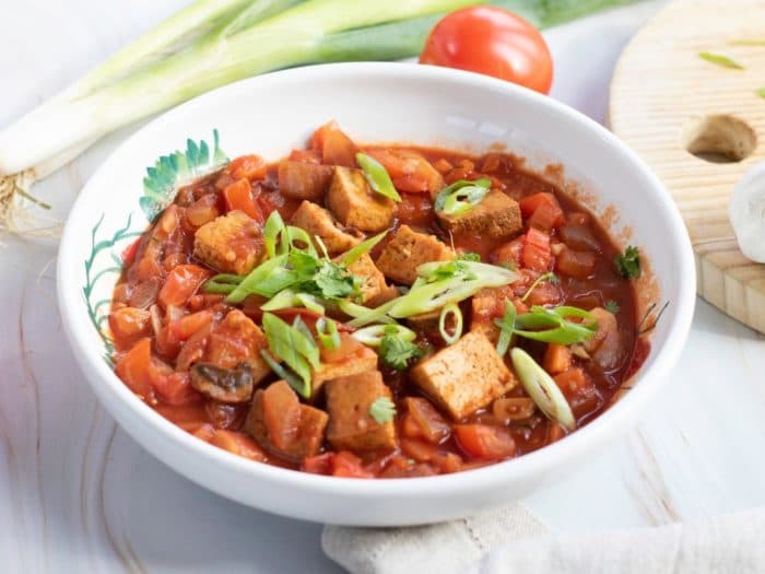 Air Fried Tofu with Tomatoes (Đậu hũ sốt cà)