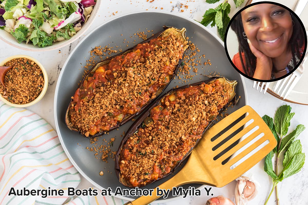 Aubergine Boats at Anchor by Myila Y.