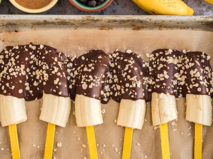 Chocolate Almond Butter Banana Popsicles