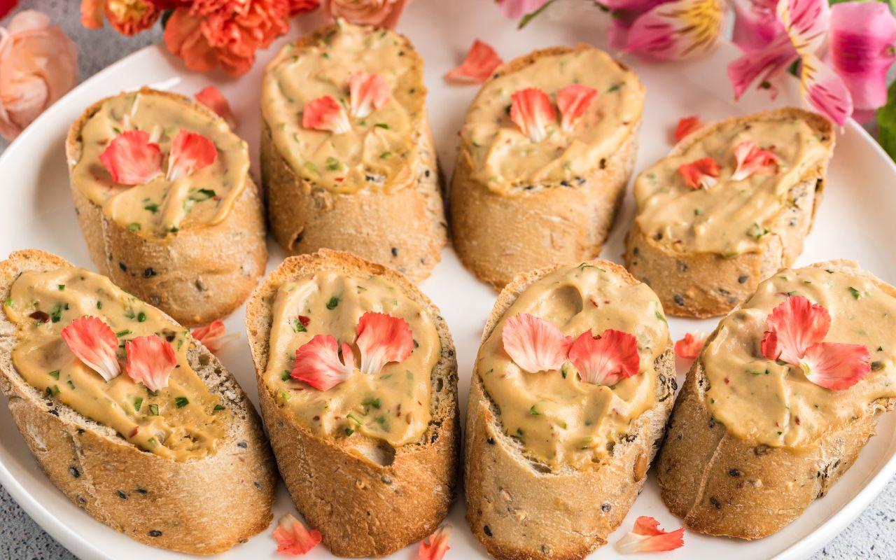 Hibiscus Herbed Cheese Crostini