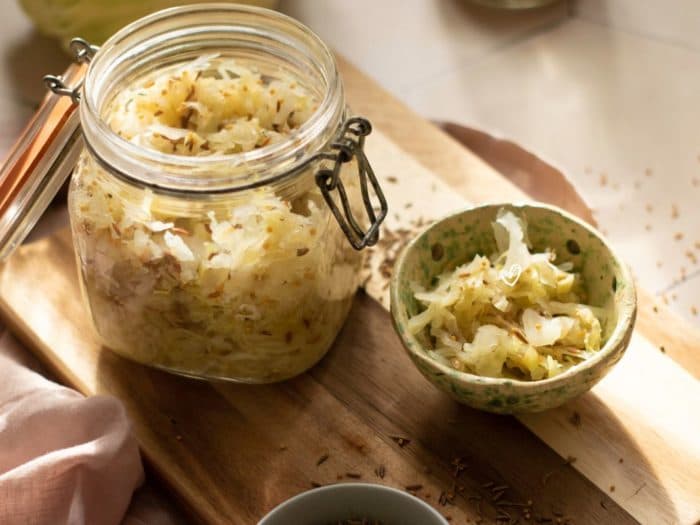 Green cabbage sauerkraut