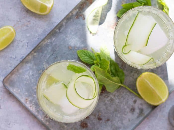 Cucumber mint ginger beer mocktail