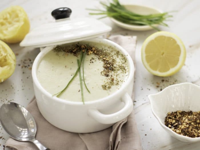 Potato leek soup with lemons