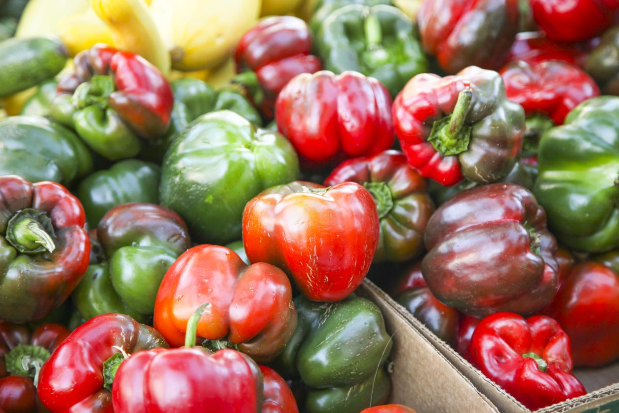 Red and green bell peppers