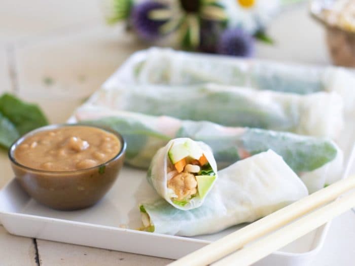 Spring Rolls With Peanut Dipping Sauce