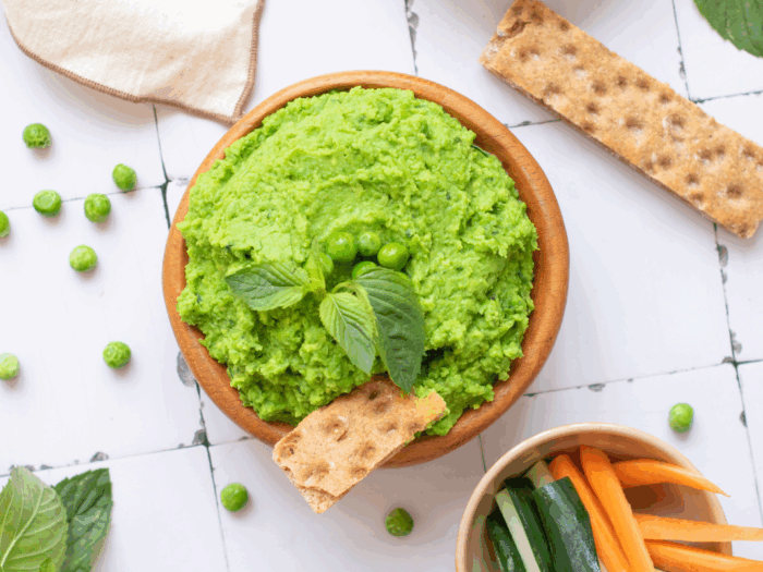 Sweet Pea and Avocado Dip in bowl